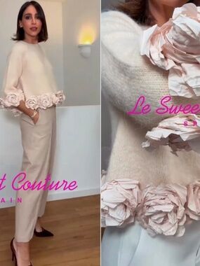 ZARA ZW FLORAL TEXTURED COMBO KNIT JUMPER BEIGE PINK MEDIUM M 3920/028/942 VIRAL